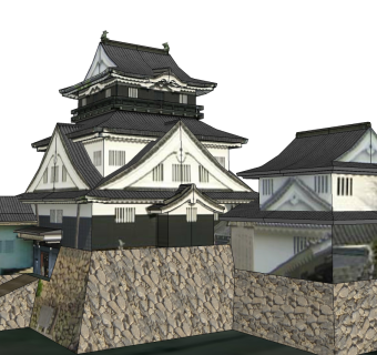 日式建筑城堡草图大师模型下载、日式建筑su模型下载