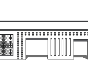 中式景观墙SU模型下载，景观墙skb模型分享