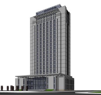 现代酒店外观草图大师模型，酒店外观sketchup模型免费下载