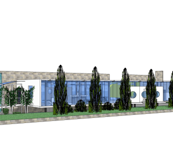 现代售楼处建筑方案草图大师模型，售楼部建筑sketchup模型免费下载