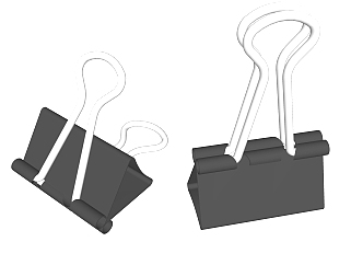 现代黑色夹子sketchup模型，办公用品草图大师模型下载
