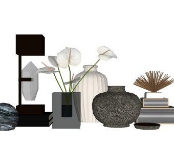 北欧花瓶台灯摆件草图大师模型,现代装饰品su模型下载