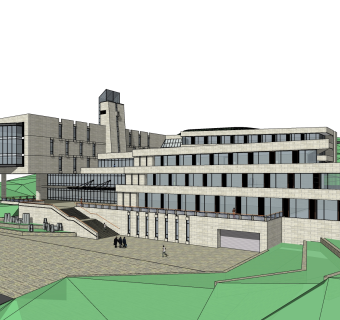 现代办公楼草图大师模型，办公楼sketchup模型免费下载