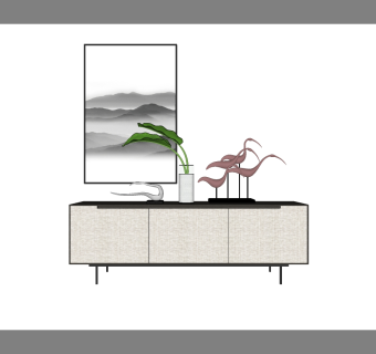   新中式电视柜草图大师模型，电视柜sketchup模型下载