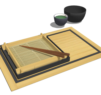  现代日式餐具草图大师模型，日式餐具sketchup模型下载