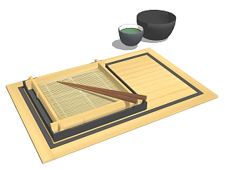  现代日式餐具草图大师模型，日式餐具sketchup模型下载