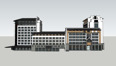 中式沿街建筑草图大师模型，sketchup古建民俗模型下载