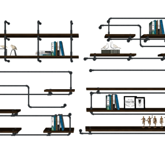工业风置物架搁板su模型，隔板草图大师模型下载