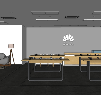 现代手机店草图大师模型，手机店su模型下载