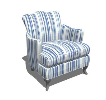 地中海风格单人沙发SU模型，单人沙发SKP模型下载