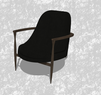 现代背靠扶手椅su模型，黑色休闲椅草图大师模型下载