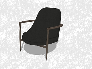 现代<em>背</em>靠扶手椅su模型，黑色休闲椅草图大师模型下载