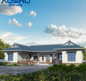 新农村自建房设计图纸，中式合院别墅单层房屋一层别墅图纸下载