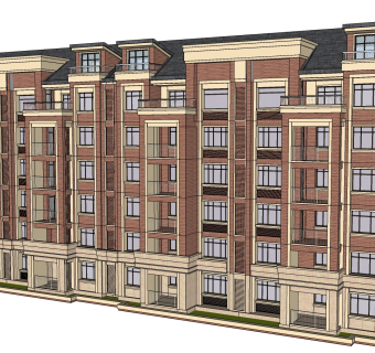 欧式小区住宅楼草图大师模型，住宅楼su模型下载