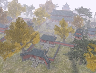 中式寺庙免费su模型下载、寺庙草图大师模型下载