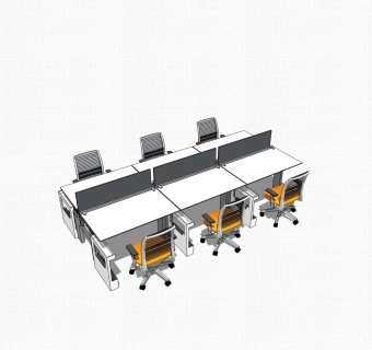 现代办公桌sketchup模型，办公桌su模型下载