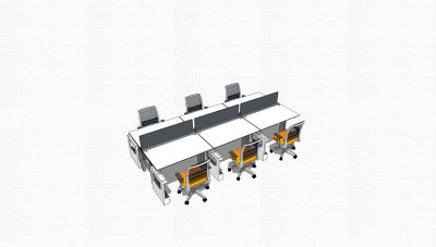 现代办公桌sketchup模型，办公桌su模型下载