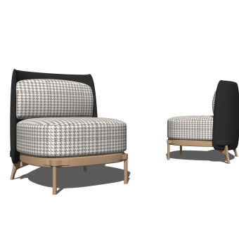 现代布艺单人沙发su模型，单人沙发sketchup模型下载