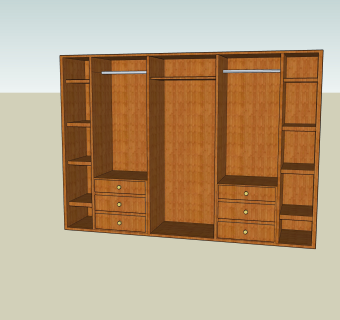 中式衣柜草图大师模型，衣柜SKP模型下载