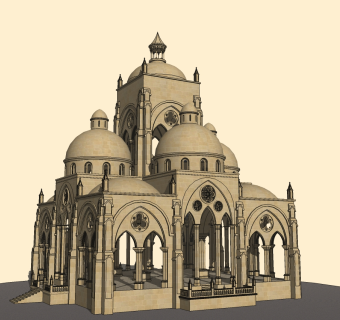 欧式古建筑草图大师模型、欧式古建筑su模型下载