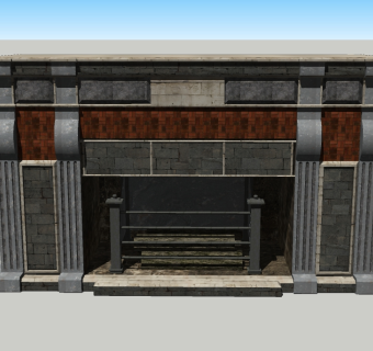 古典老式壁炉草图大师模型，古典老式壁炉sketchup模型
