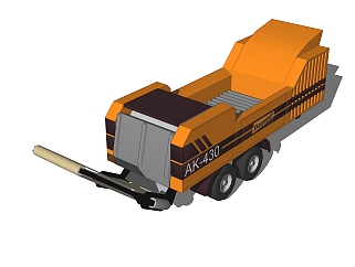 现代橙色工程车SU模型，工程车SKB文件下载