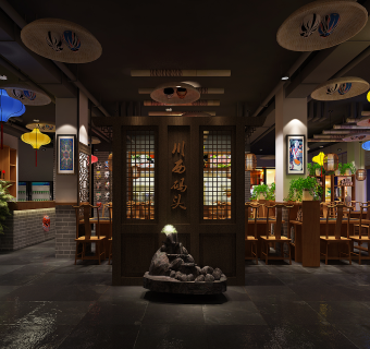 中式火锅店cad施工图，火锅店cad平立剖图纸下载