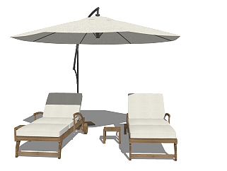 现代沙滩太阳伞<em>户外桌椅</em>组合草图大师模型，桌椅组合...