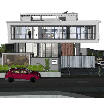 现代风格别墅草图大师模型下载，别墅SKP模型下载