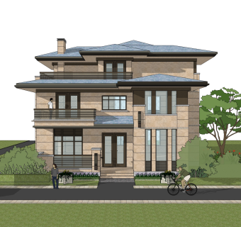 欧式别墅su模型，别墅sketchup模型下载