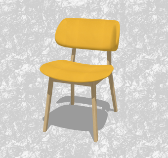 现代实木黄色小座椅su模型，休闲椅草图大师模型下载