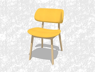 现代实木<em>黄色小</em>座椅su模型，休闲椅草图大师模型下载