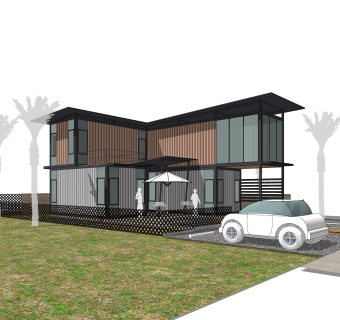 现代独栋别墅草图大师模型下载，别墅外观sketchup模型分享