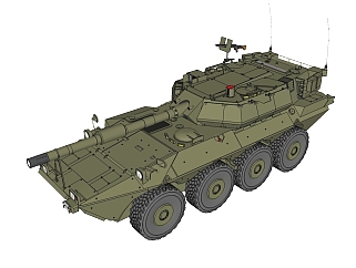 意大利centauro半人马座8x8轮式坦克草图大师模型，坦克SU模型下载