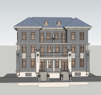 欧式别墅外观草图大师模型，SU模型免费下载