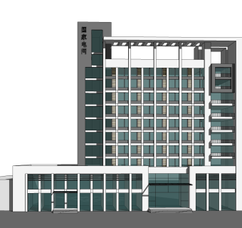 现代办公楼外观草图大师模型，办公楼外观sketchup模型免费下载