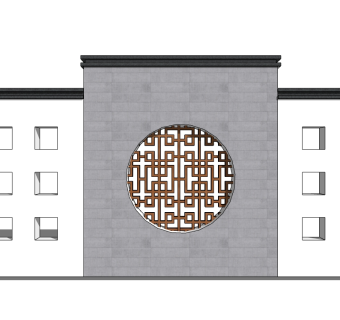 中式景观墙sketchup模型下载，景观墙草图大师模型