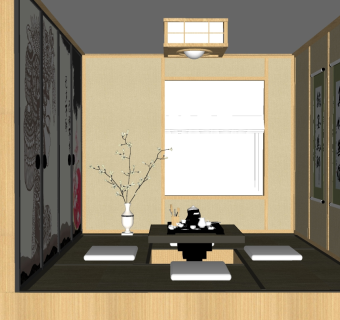 日式茶室草图大师模型，茶室sketchup模型下载