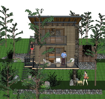 现代别墅草图大师模型下载，别墅SKP模型下载