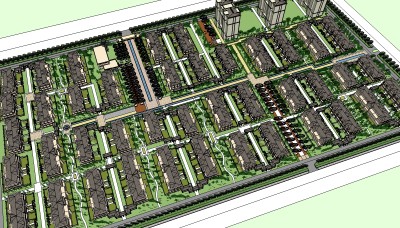 现代小区住宅规划su模型下载、小区住宅规划草图大师模型下载