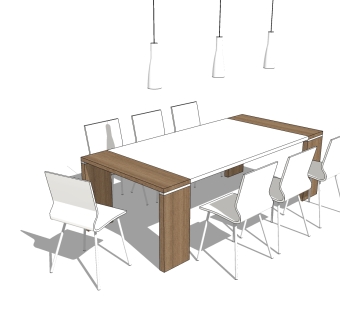 现代餐桌椅免费su模型，餐桌椅草图大师模型下载