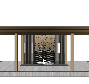 新中式凉亭 草图大师模型下载、新中式凉亭su模型下载