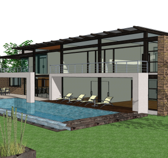 现代别墅草图大师模型下载，别墅SKP模型下载