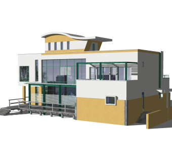 现代别墅外观草图大师模型，别墅外观sketchup模型免费下载