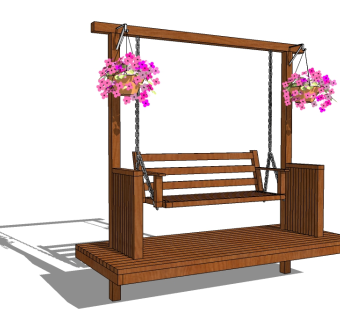 现代木质秋千su模型下载、秋千草图大师模型下载