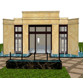 欧式售楼处建筑方案草图大师模型，售楼部建筑沙盘sketchup模型免费下载