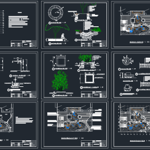 别墅庭院景观绿化CAD施工图，别墅CAD施工图纸下载