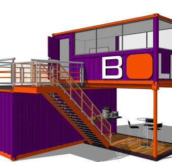 现代集装箱房屋草图大师模型，改造房sketchup模型下载