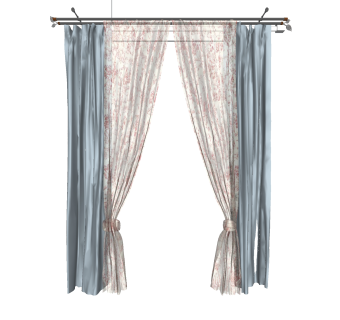 现代布艺窗帘草图大师模型，窗帘su模型下载