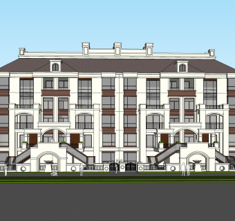 中式别墅草图大师模型，别墅sketchup模型